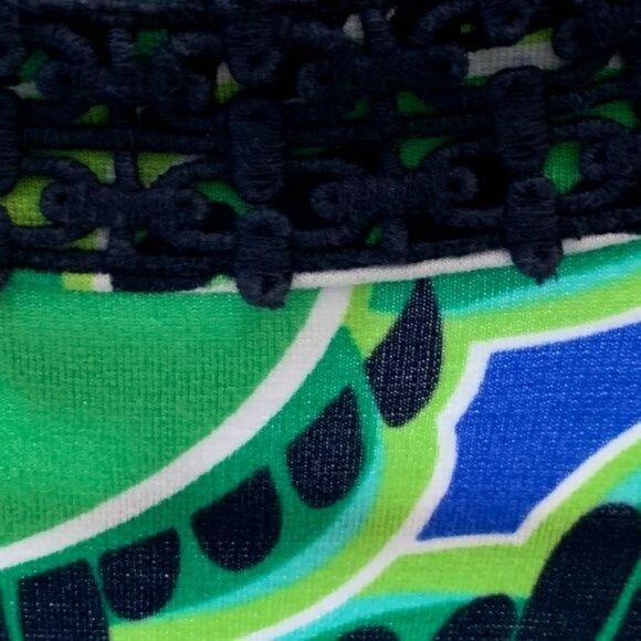 Crown & Ivy XS Tunic Top Green Blue Leaf Print Boho Fall Casual - Picture 13 of 13